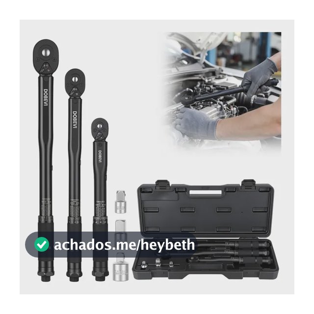 Jogo 6 Peças Chave De Torque 72 Dentes +3 Adaptadores Dobevi Preto