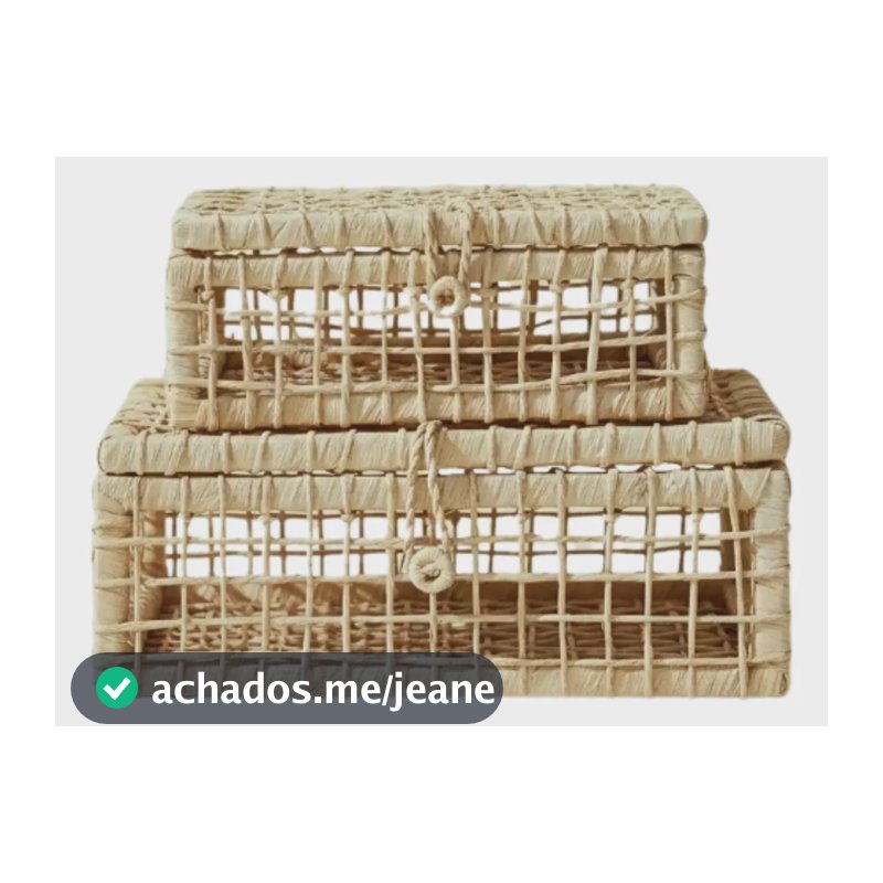 Cesta Maleta Kit Nº 2 E Nº 3 Tecido Palha De Milho Caixa Bau Natural Da Palha De Milho