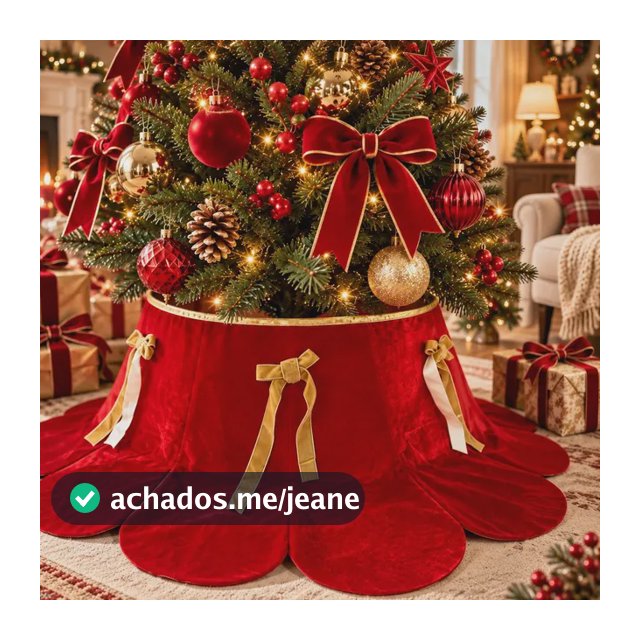 Saia Árvore Natal Veludo Laço Dourado Red