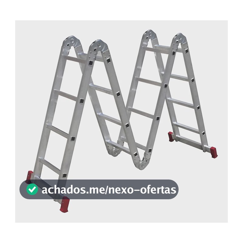 Escada Multifuncional de Alumínio 4x4 com 16 Degraus Dobrável e Articulada BotaFogo – Leve e Resistente