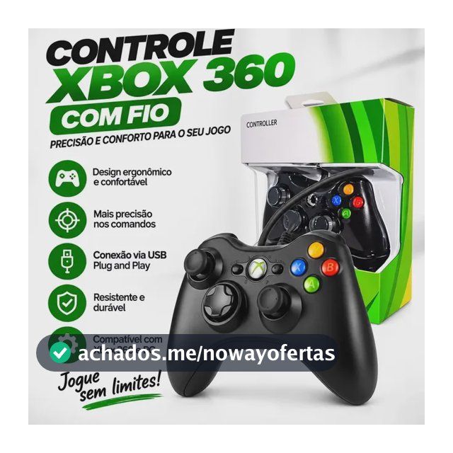 Controle Para Xbox 360 Com Fio Joystick Manete Gamepass Steam Tv Pc Android - Crowley