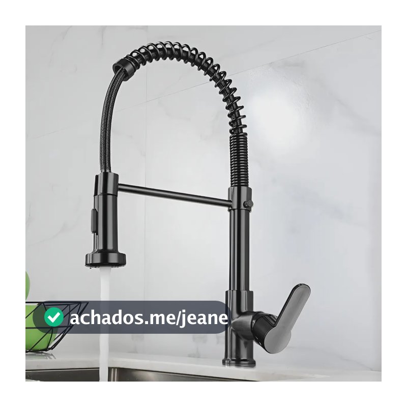 Torneira Cozinha Gourmet Bancada Flexível Monocomando Pia Preto B22-black