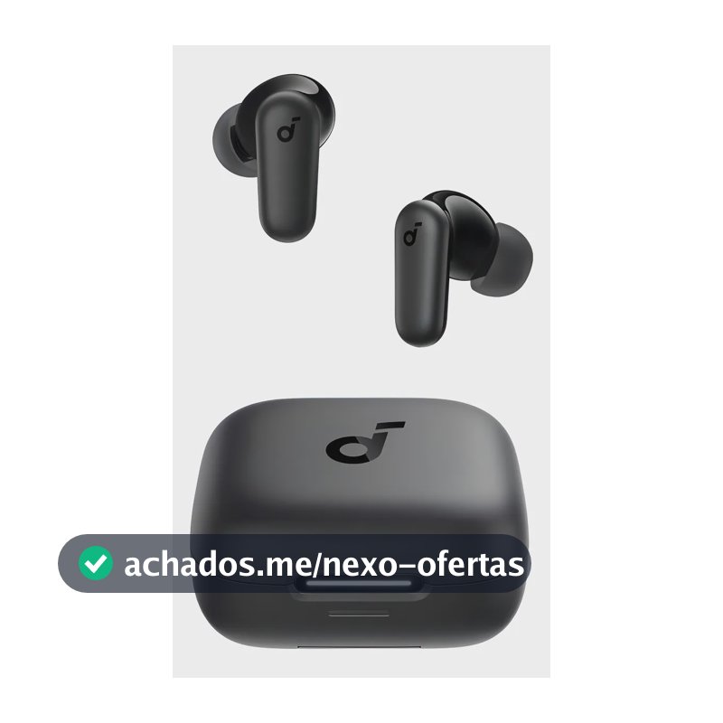 Fone de Ouvido Bluetooth 5.4 soundcore P30i da Anker, Cancelamento de Ruído Adaptativo, Graves Poderosos, 45H de Reprodução, Estojo 2-em-1 com Suporte para Celular, IP54, Fone sem fio TWS, Preto