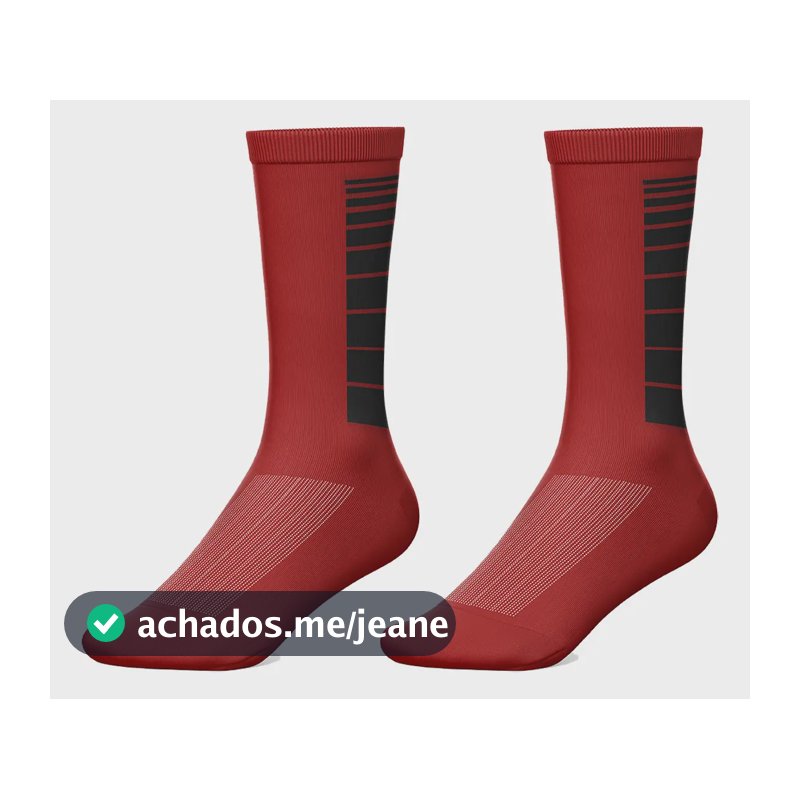 Meia Ciclismo Mountain Bike Cano Longo Vermelha Riscos Vermelho 36 - 43