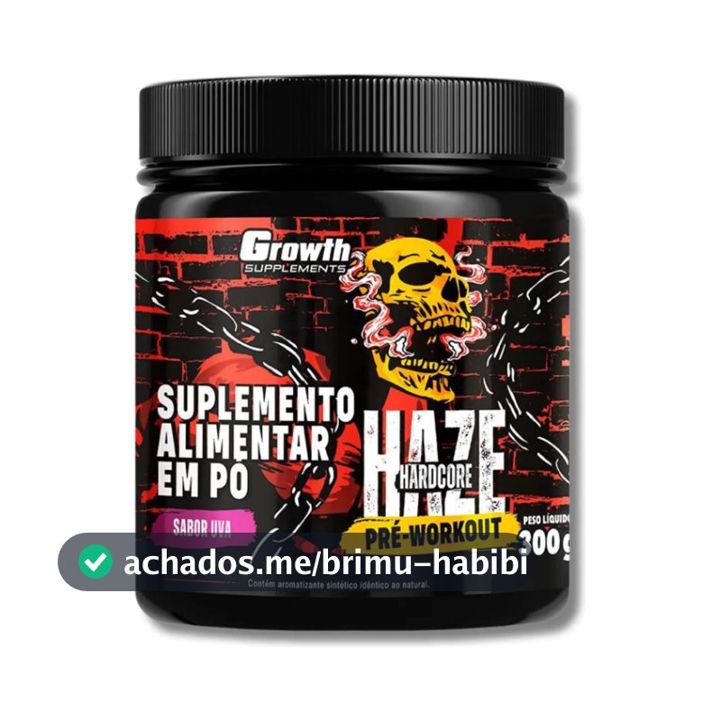 Growth Pré-treino 300g Haze Mais Energia No Treino Sabor Uva