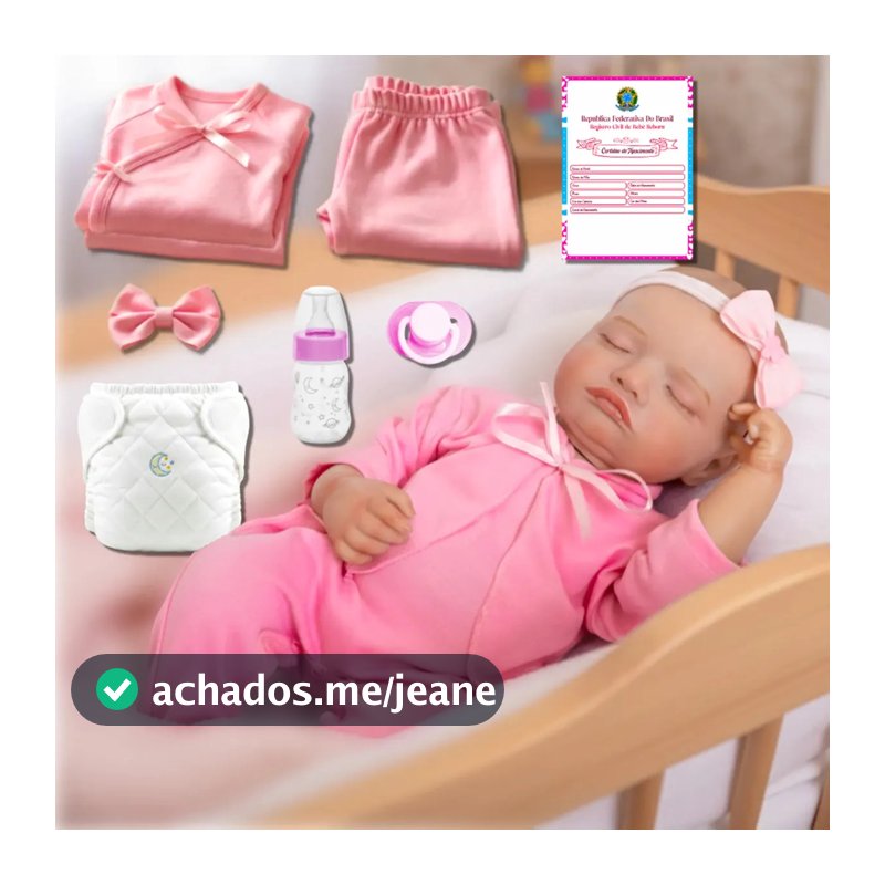 Bebê Boneca Reborn Recém Nascida De Olhos Fechados Com Kit