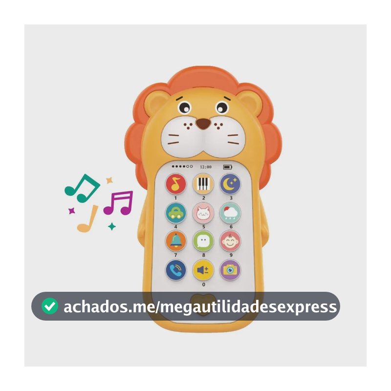 Brinquedo Interativo Bebê Telefone Musical Educativo Mordedor Sensorial Leão Maxi Baby