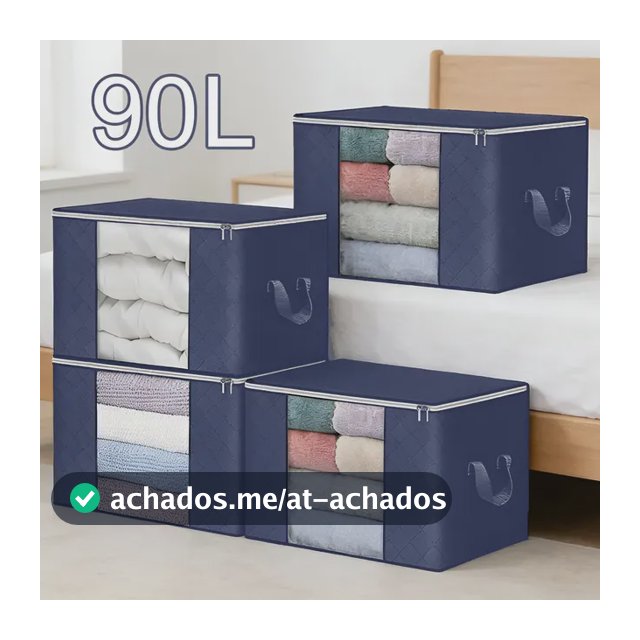 Kit 4un Saco Organizador Edredon Cobertor Multiuso Dobrável Azul