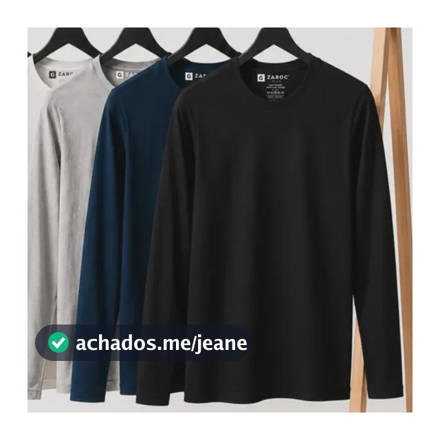 Kit 5 Camiseta Manga Longa Masculina Algodão 30.1 Premium