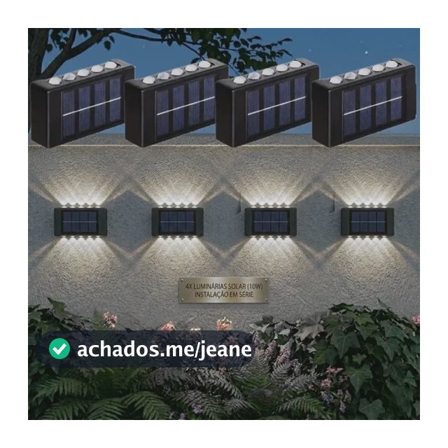 Kit 4 Arandela Lampada Solar Led Parede Jardim Externa Ip65 1.2v 10 Led-luz Branca