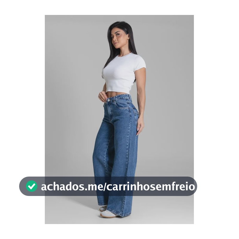 Jeans Sawary Feminino Calca Wide Leg Petit_283788 Índigo Liso 40