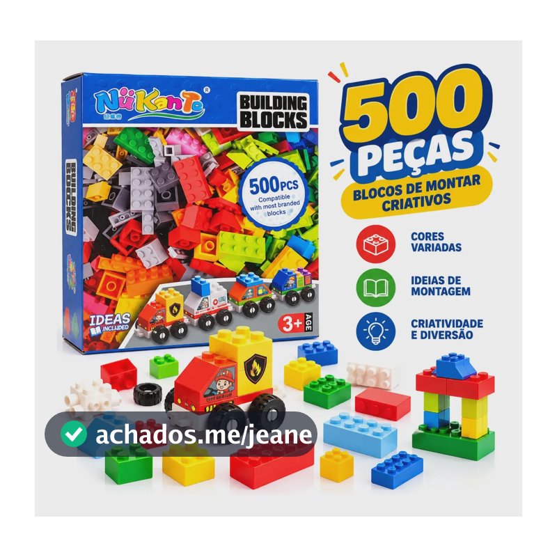 Blocos De Montar 500 Peças Brinquedo Pedagógico Educativo 500 Bloquinhos