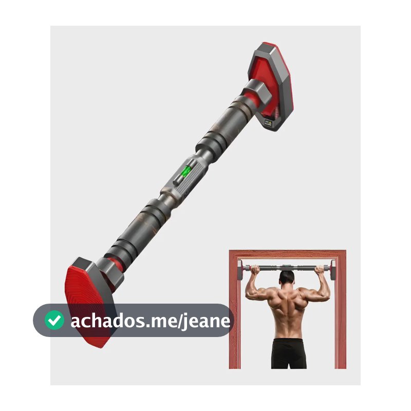 Barra Flexão Porta Ajustável 65-100cm: Musculação Fixa Preto