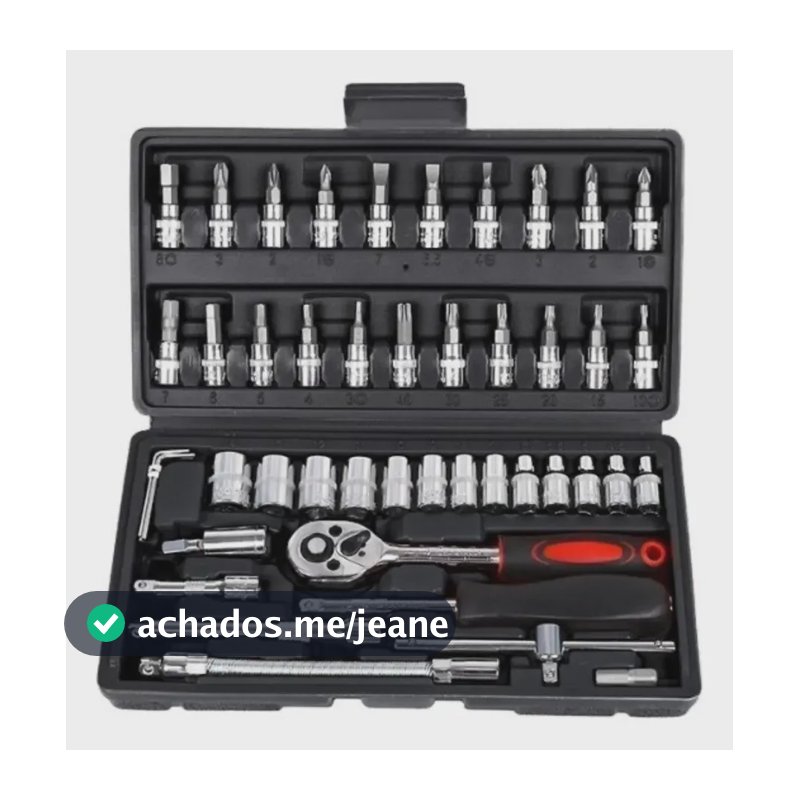 Kit 46 Peças Jogo Soquetes E Chave Catraca Reversível Cor Preto