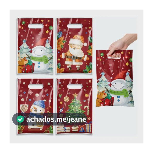 50 Unidades De Sacos De Presente De Natal Red Christmas Supp