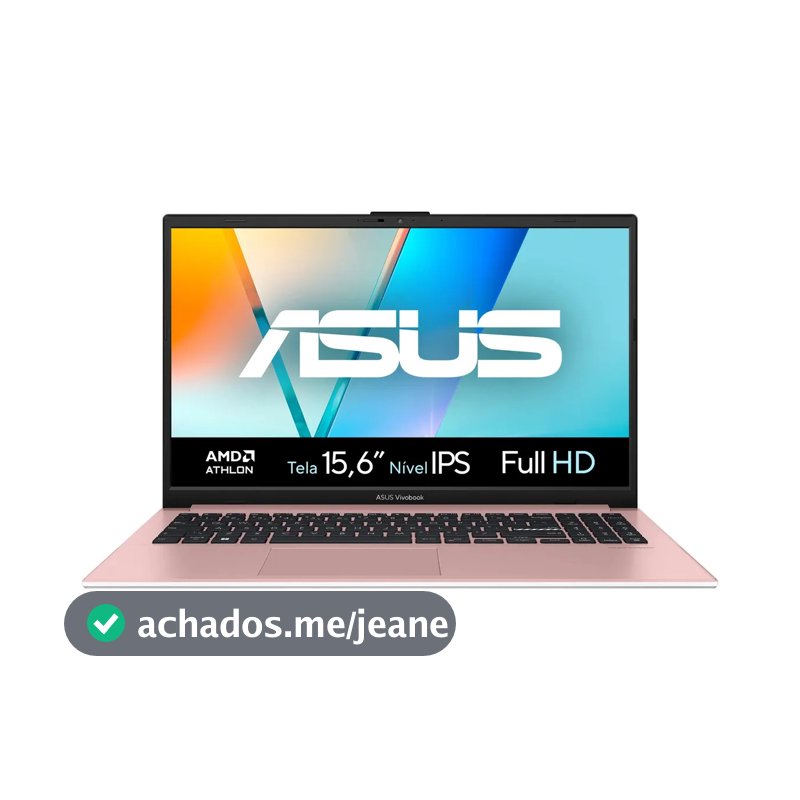 Notebook ASUS Vivobook Go 15, Athlon Silver 10, 8GB RAM, 128GB SSD, Windows 11 Home, Tela 15,6" FHD nível IPS, Rose Pink - E1504FA-BQ5316WS
