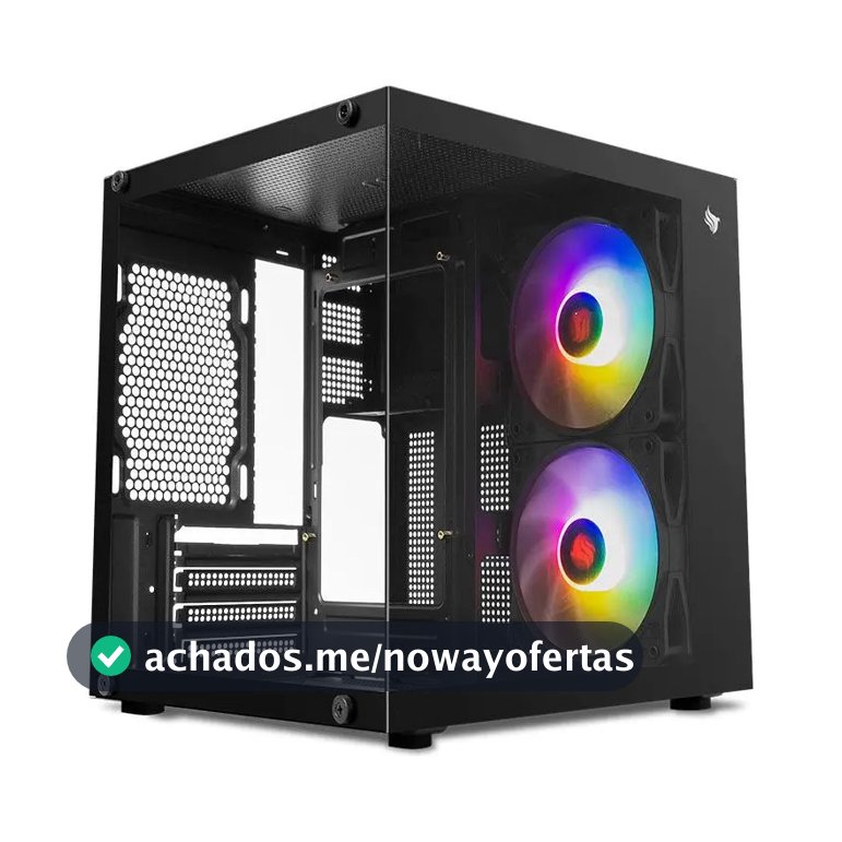 Gabinete Gamer Aquario Pichau Atom X PG-ATOMX-BK Lat De Vidro C/2 Fans Bk cor preto