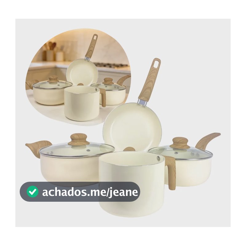Jogo De Panelas Cerâmica 4 Peças Branco Creme Creme