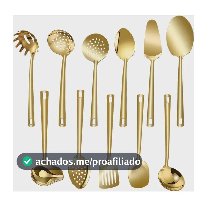 Kit Faqueiro Dourado Luxo Jogo Talheres Inox 11 Pçs Dourado
