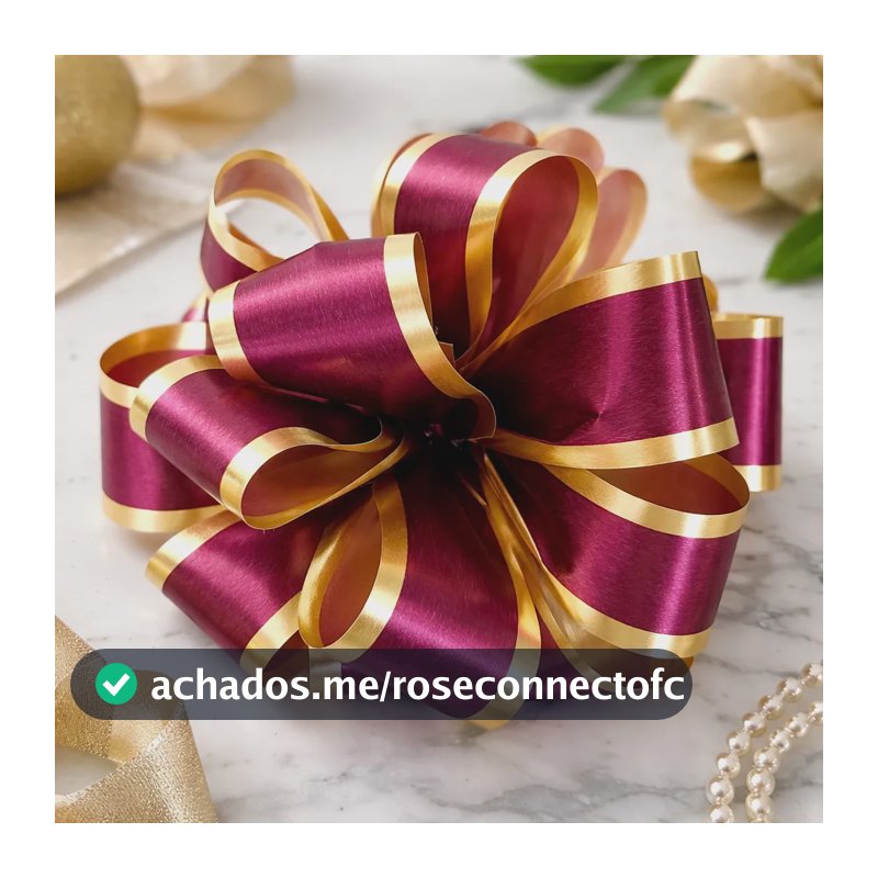 20 Laços Bola 12cm Presente Cesta Flores Fita Lisa Já Pronto Marsala Borda Dourada