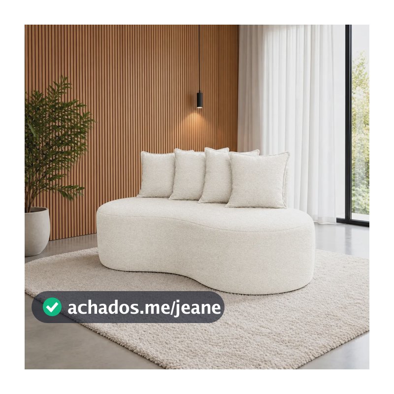 Sofá Curvo 2 Lug. 160 Cm Ravena Organico Boucle Bege Bege