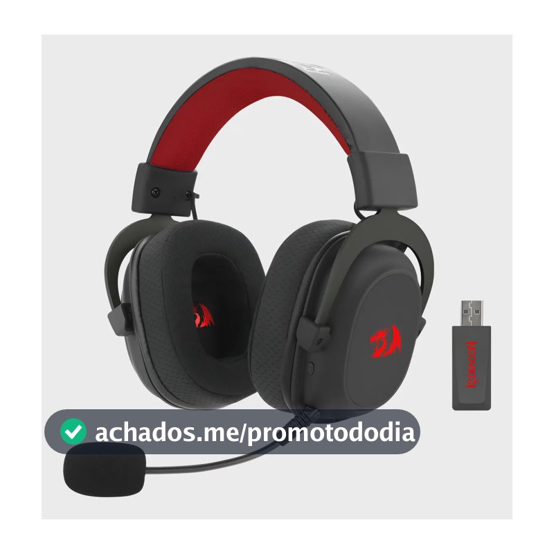 Headset Gamer Redragon H510-pro Zeus Rgb Wireless 7.1 53mm P Preto