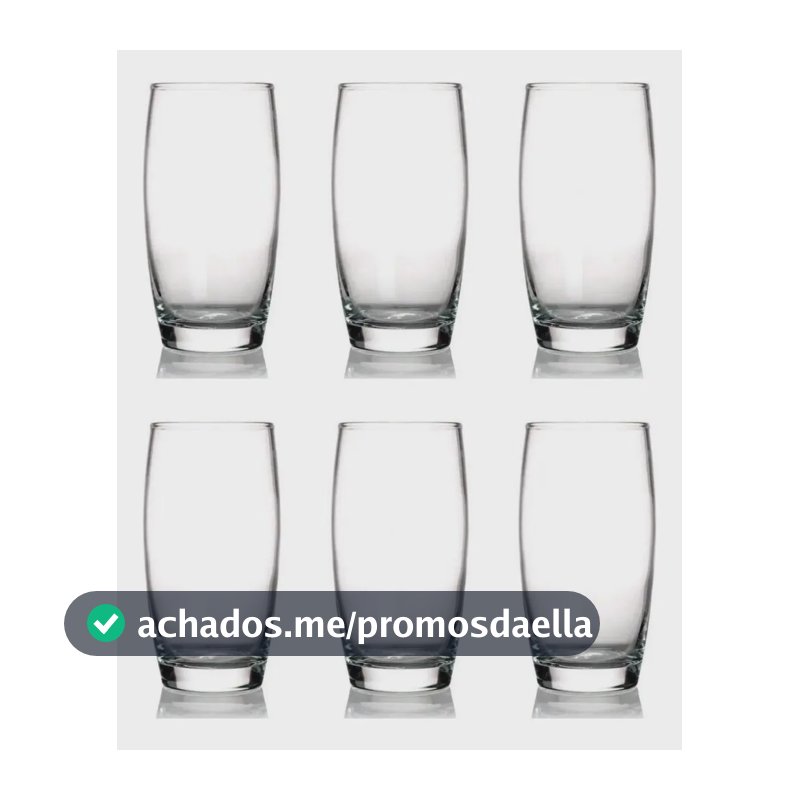 Kit 6 Copos Oca Nadir 300ml Vidro para Água e Suco