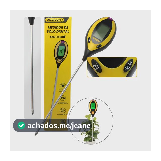 Medidor Ph Digital Terra Solo Plantas Umidade Temperatura Amarelo