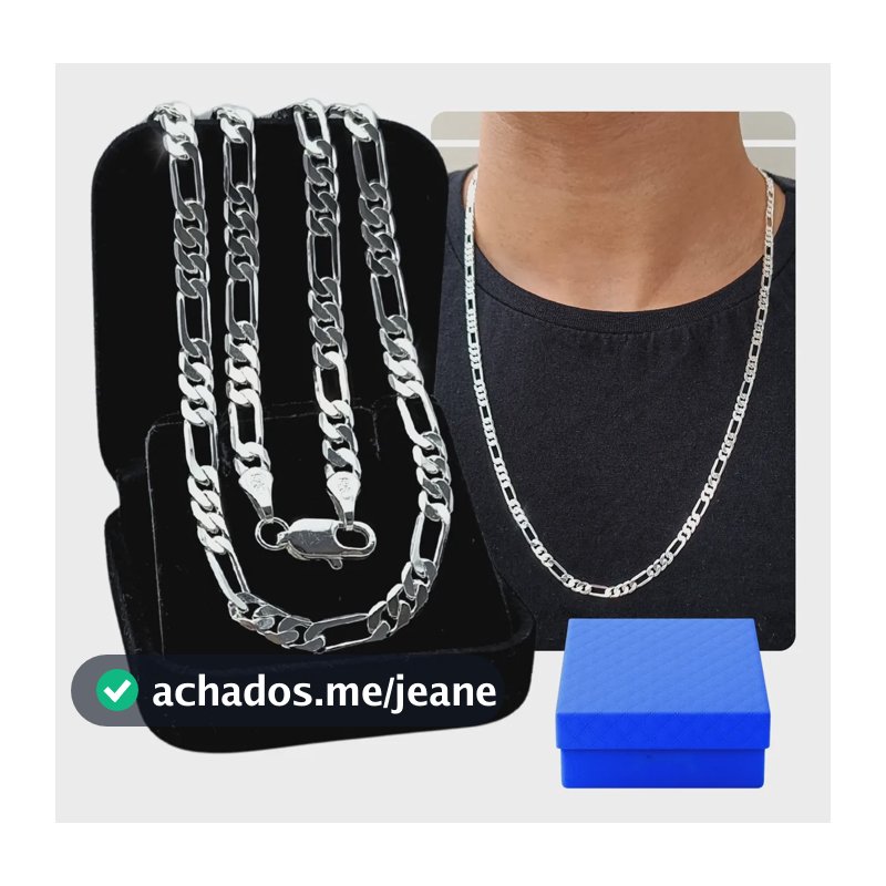 Corrente Masculina Prata 925 Grumet Italiana Cordão 70cm Prateado