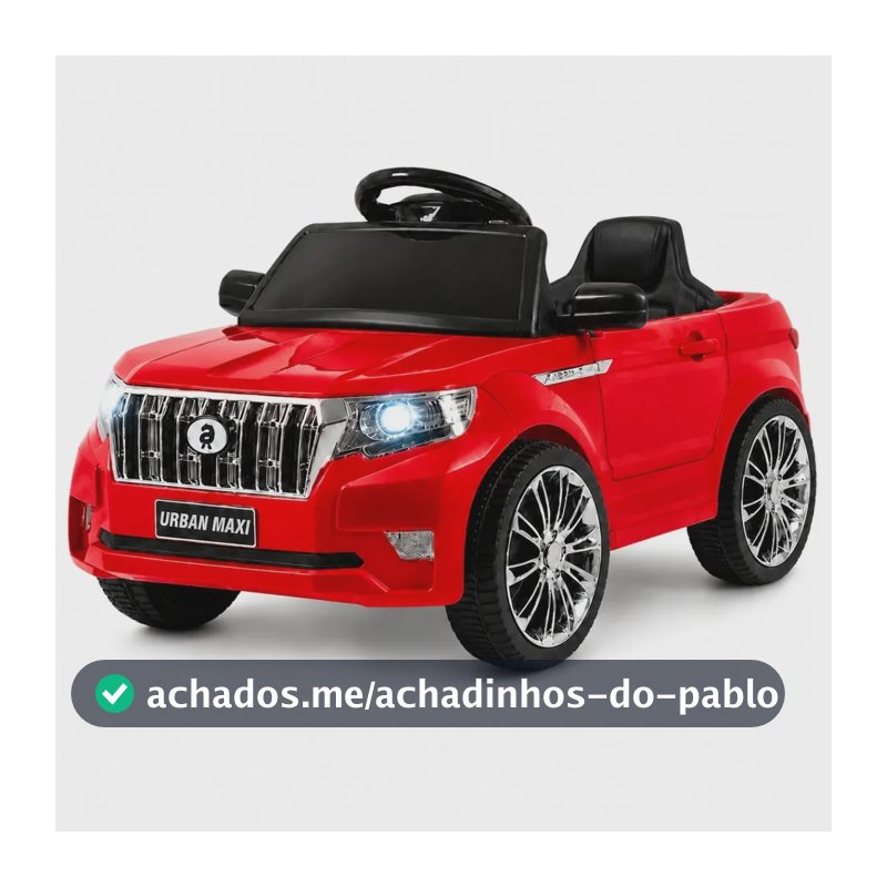 Carro Elétrico Infantil Controle Remoto Bateria 6v Marcha Frente/Ré Bluetooth Som Luz Urban Maxi Toys - VERMELHO