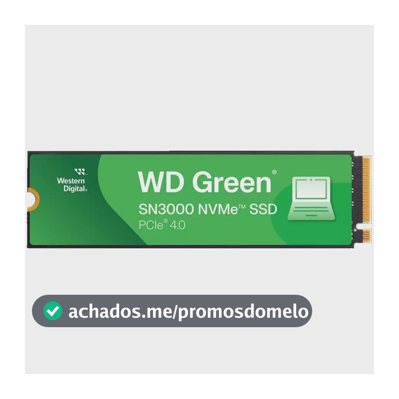 SSD 1TB M.2 NVMe PCIe 4.0 Western Digital Sn3000 Velocidade de Leitura e Gravação 5000/4200 MB/s WDS100T4G0E-00CPS0