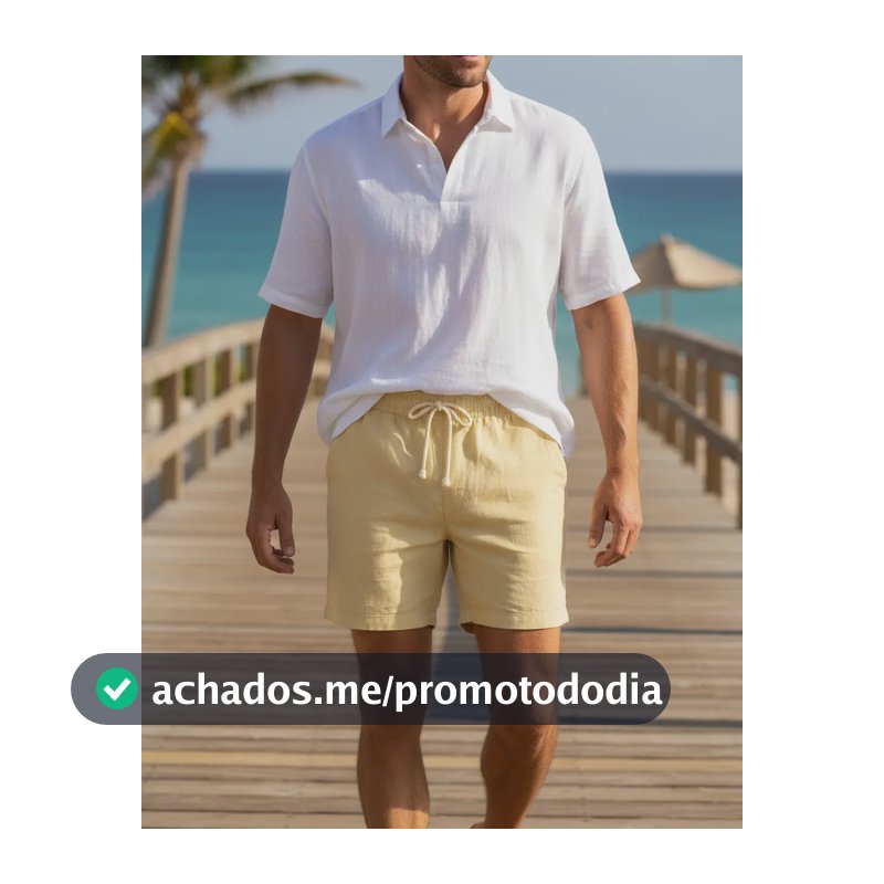 Short Masculino Mauricinho Linho Praia Verão Estiloso Casual