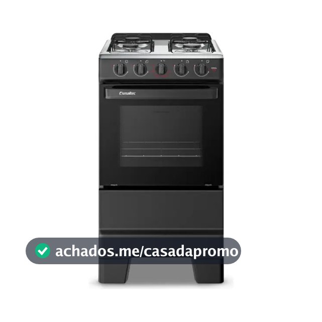 Fogão a Gás Mesa Inox e Forno 50L Limpa Fácil Esmaltec IDEAL POP F4ISP Cor Preto 4 bocas