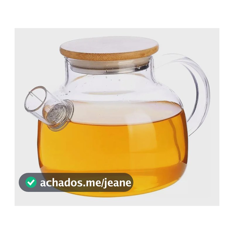 Chaleira De Vidro Tampa De Bambu 1l Resistente A Calor Bule Transparente