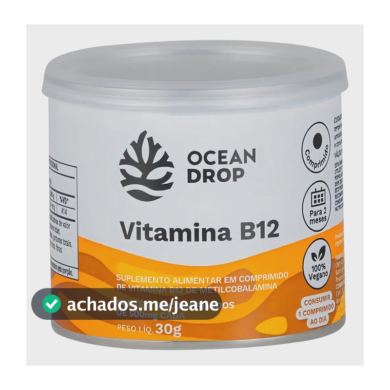 Vitamina B12 500mg 60 Comprimidos Ocean Drop Sabor Sem sabor