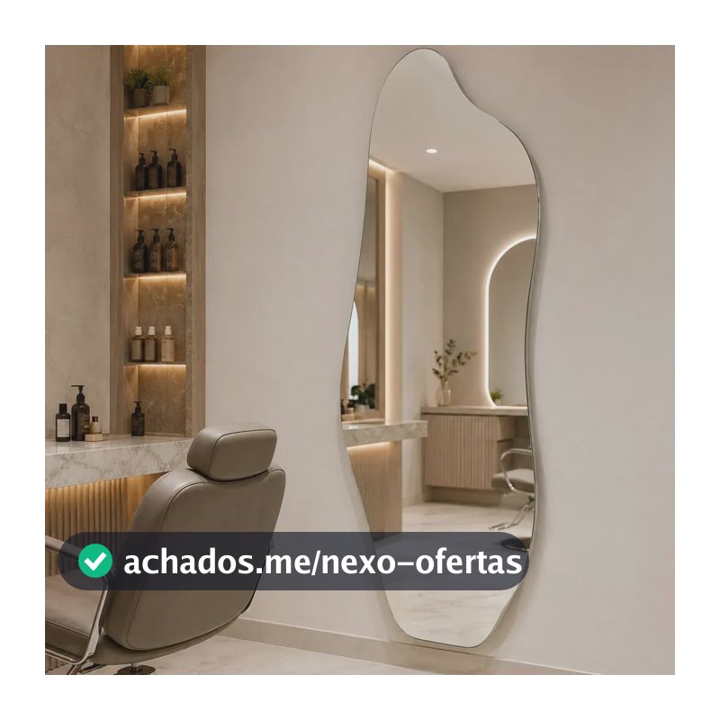 Espelho 90x40 Orgânico Grande Corpo Inteiro Quarto - Suporte