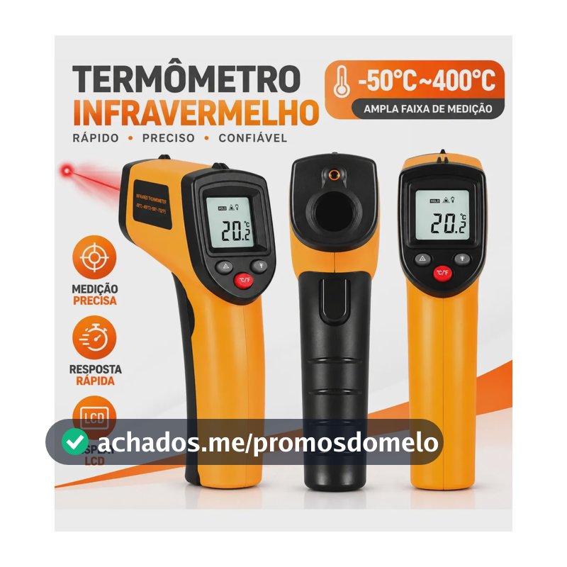Termômetro Culinário Laser Infravermelho Para Fritura e Assados até 400°C - Marca Blackone