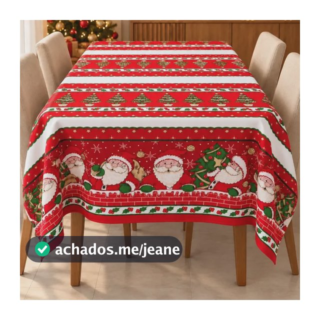 Toalha De Mesa Natal 4 Lugares Decorativa Ceia 1,45x1,45m Vermelho Natal Encantado