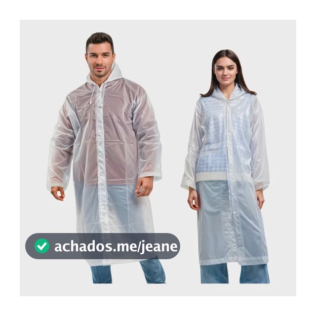 Kit 2 Capa De Chuva Reforçada Pvc Transparente Resistente Transparente Único