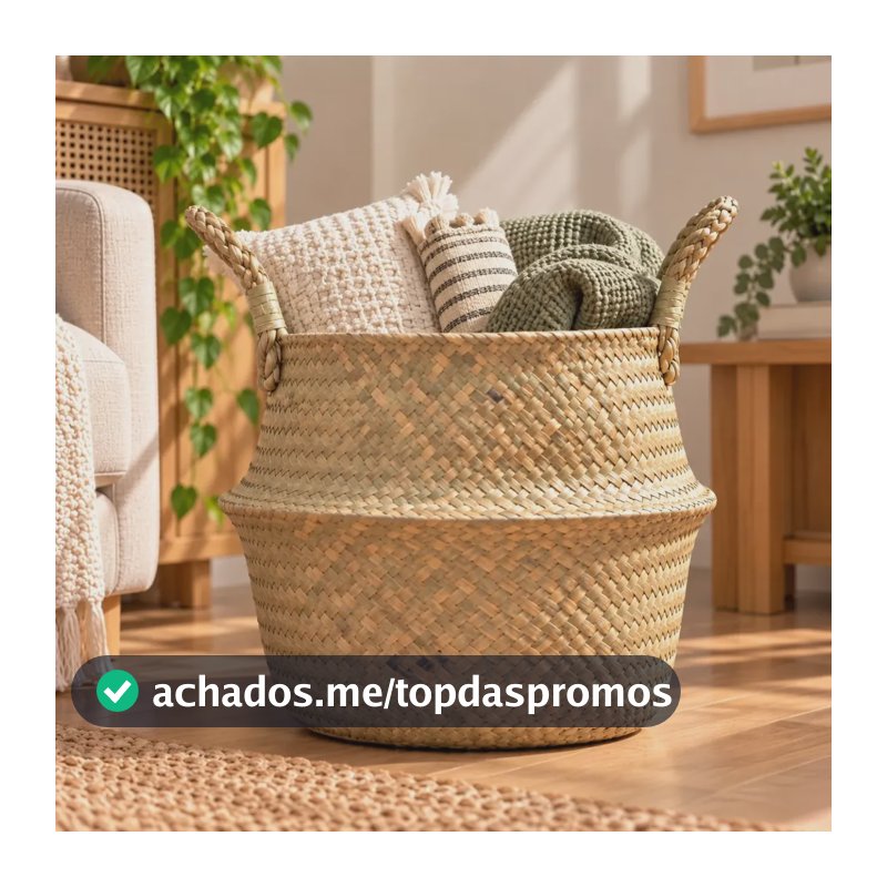 Cesto Organizador Fibra Natural Artesanal Multiuso Cachepot Palha