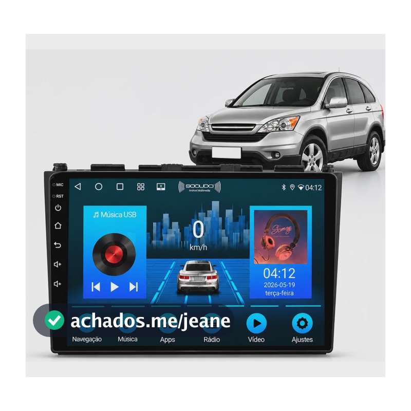 Multimidia Honda Crv 2007 A 2011 2+64gb Quadcore 9p Preto Fosco
