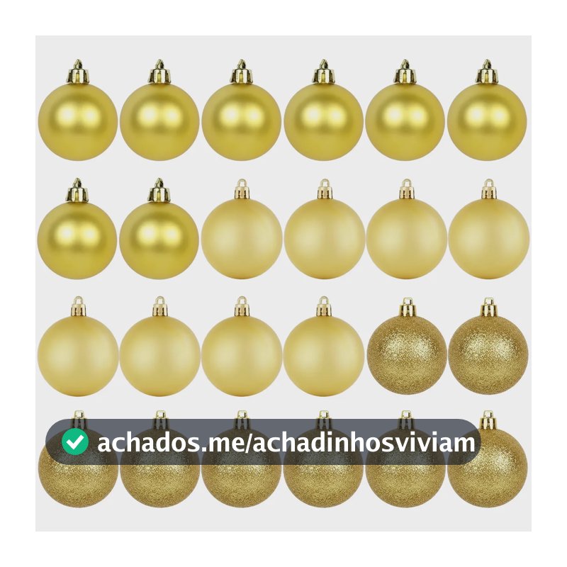 Kit 24 Bolas Bolinhas 5cm Para Árvore De Natal Lisa Glitter E Fosca Enfeite Natalino Decoração Luxo Cor Dourado