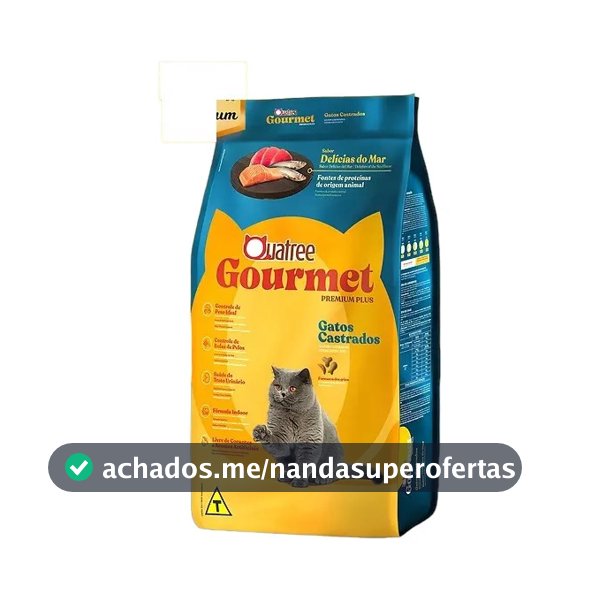 Quatree Premium Ração Gatos Castrados Delicias do Mar Gourmet 10,1kg