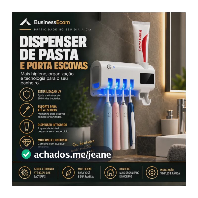 Suporte Porta Escova Dentes Dispenser Pasta Esterelizador Uv - BusinessEcom