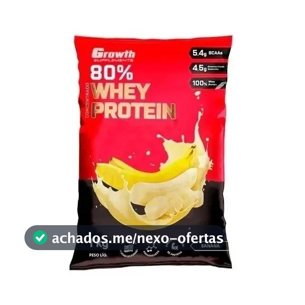 Suplemento em pó Growth Supplements Whey Protein Concentrado sabor Banana 1 kg