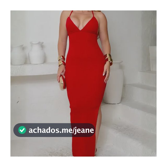 Vestido Longo Decotado Com Fenda Lateral Feminino
