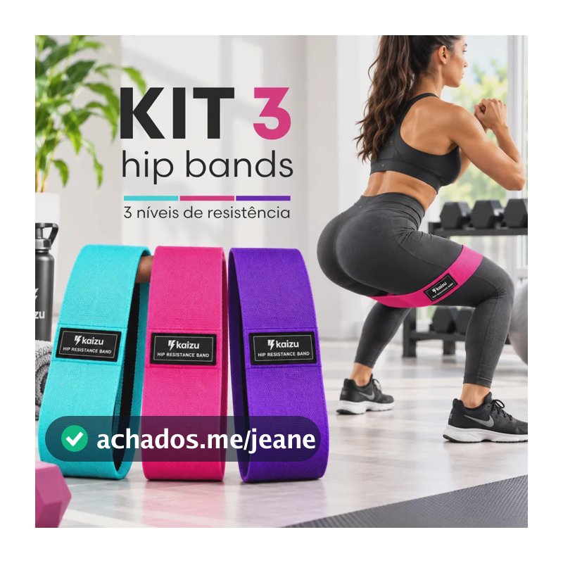 Kit 3 Faixas Elásticas Kaizu para Treino de Resistência de Glúteos