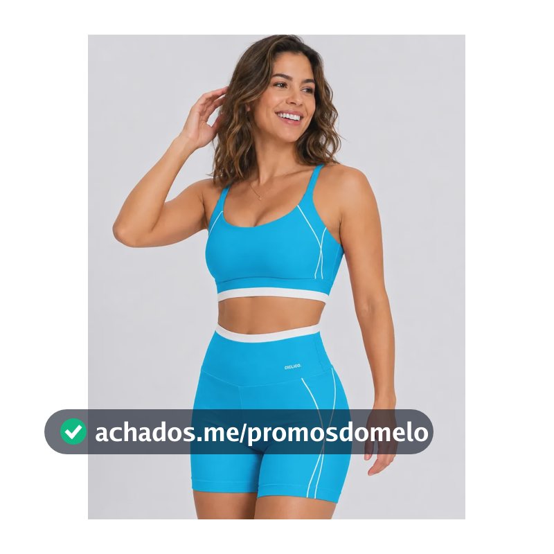 Conjunto Feminino Academia Top Alcinha E Shorts Fitness Azul-turquesa Liso P