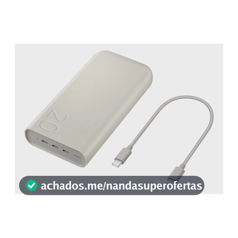 Carregador Power Bank sem fio Samsung | Potência de 45 W | 20.000 mAh | Cor bege | Carregamento super rápido 2.0