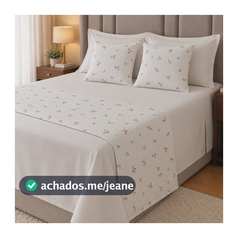 Kit Peseira Casal Piquet + 2 Capas Almofada Cama Delicata Branco Delicata